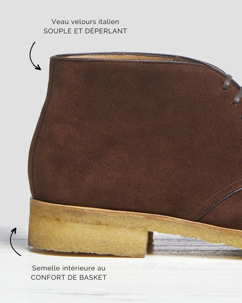 Chukka Gabin - Daim Chocolat - Semelle Crêpe - Homme