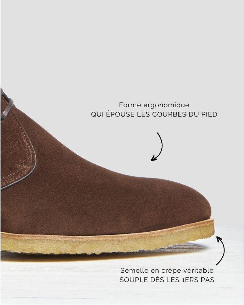 Chukka Gabin - Daim Chocolat - Semelle Crêpe - Homme