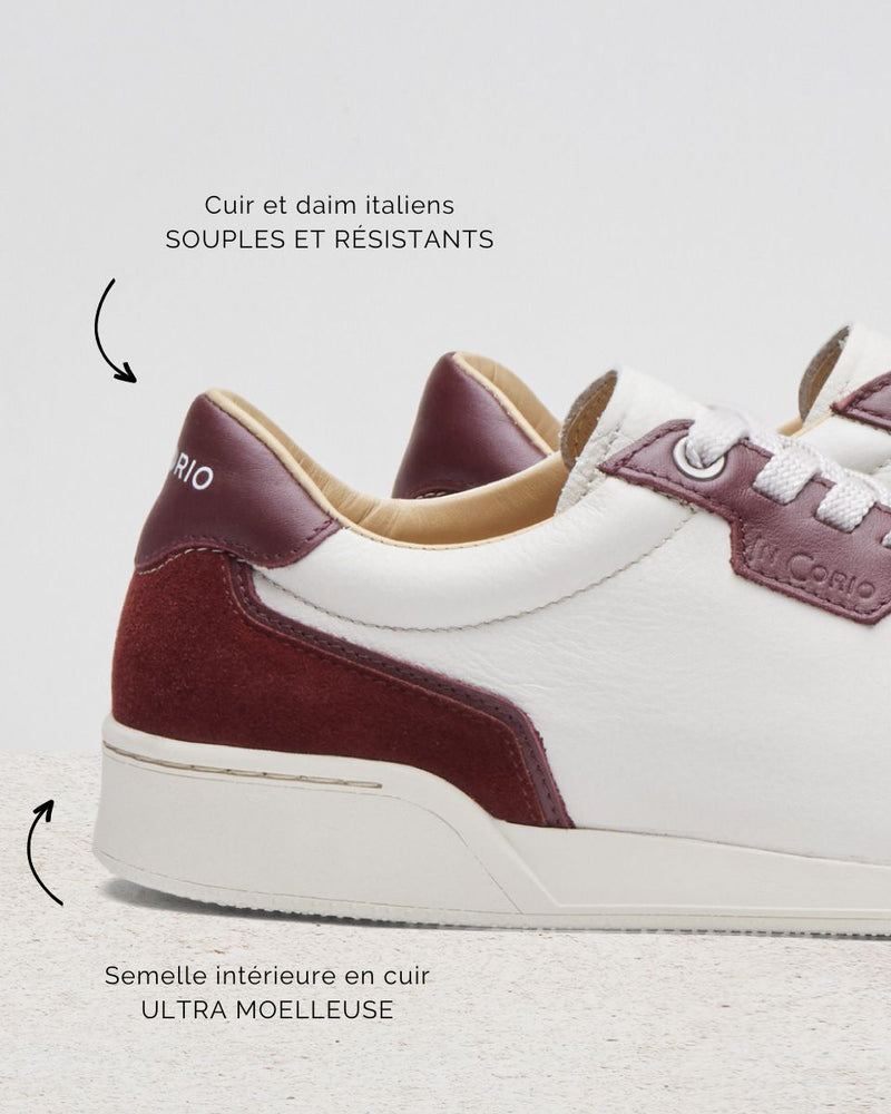 Basket Femme Gabriel - Cuir Et Daim Bordeaux