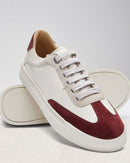 Basket Femme Maxime - Cuir Et Daim Beige & Bordeaux