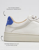 Basket Homme Maxime - Cuir Blanc Et Daim Blanc / Bleu