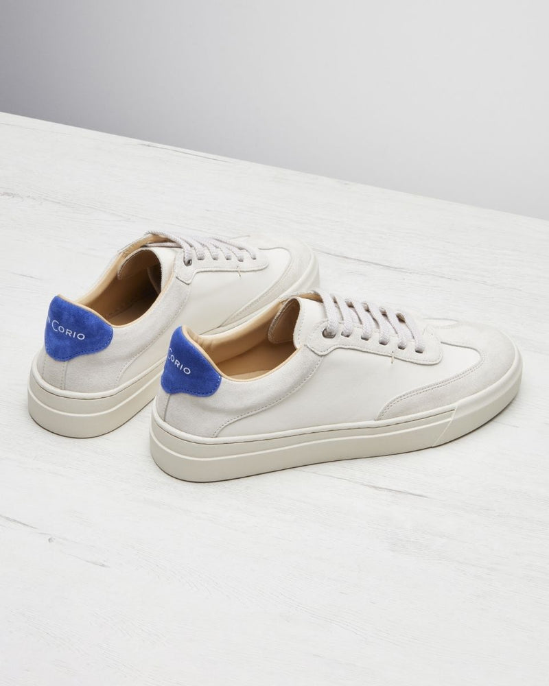 Basket Homme Maxime - Cuir Blanc Et Daim Blanc / Bleu