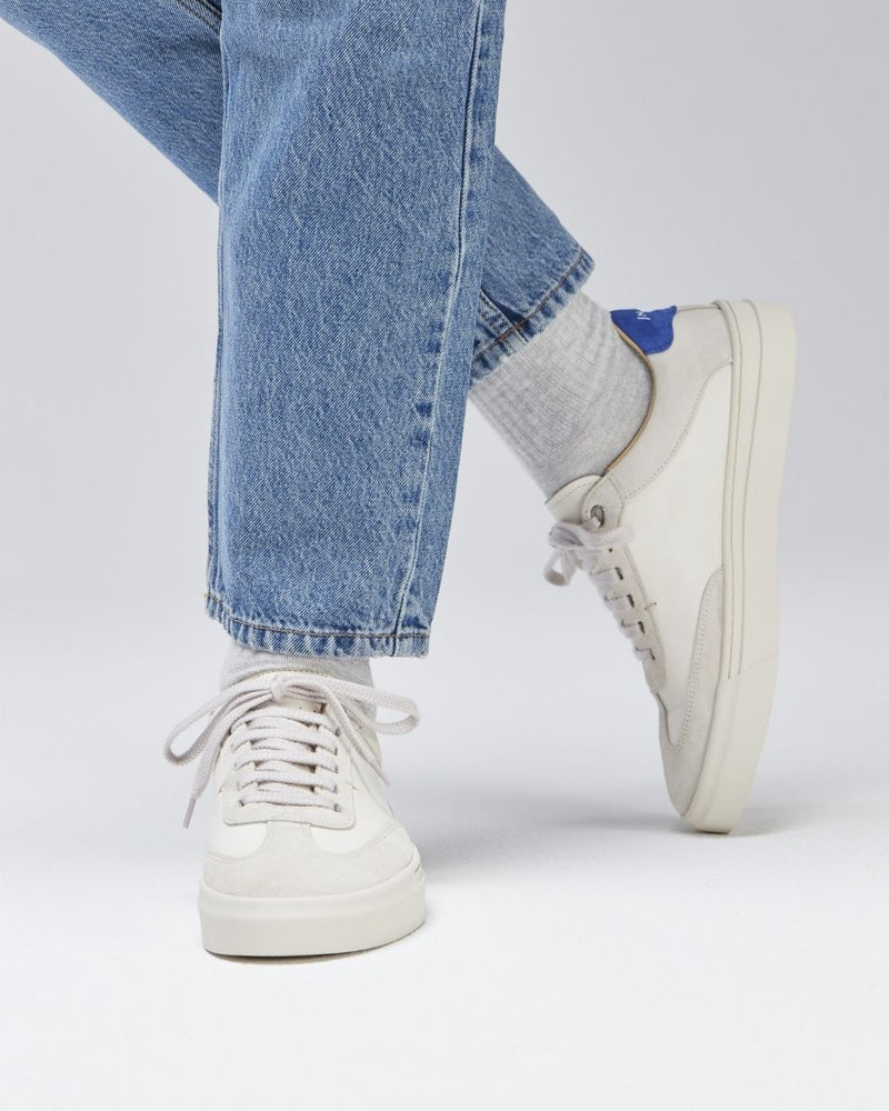 Basket Homme Maxime - Cuir Blanc Et Daim Blanc / Bleu