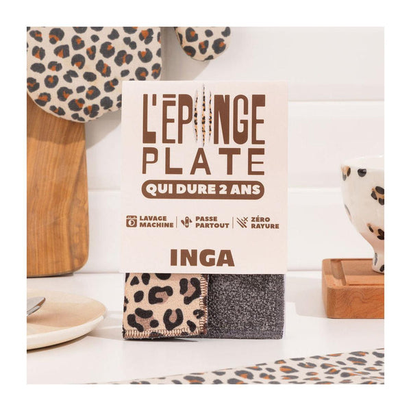 New - Duo D'Éponges Plates Léopard