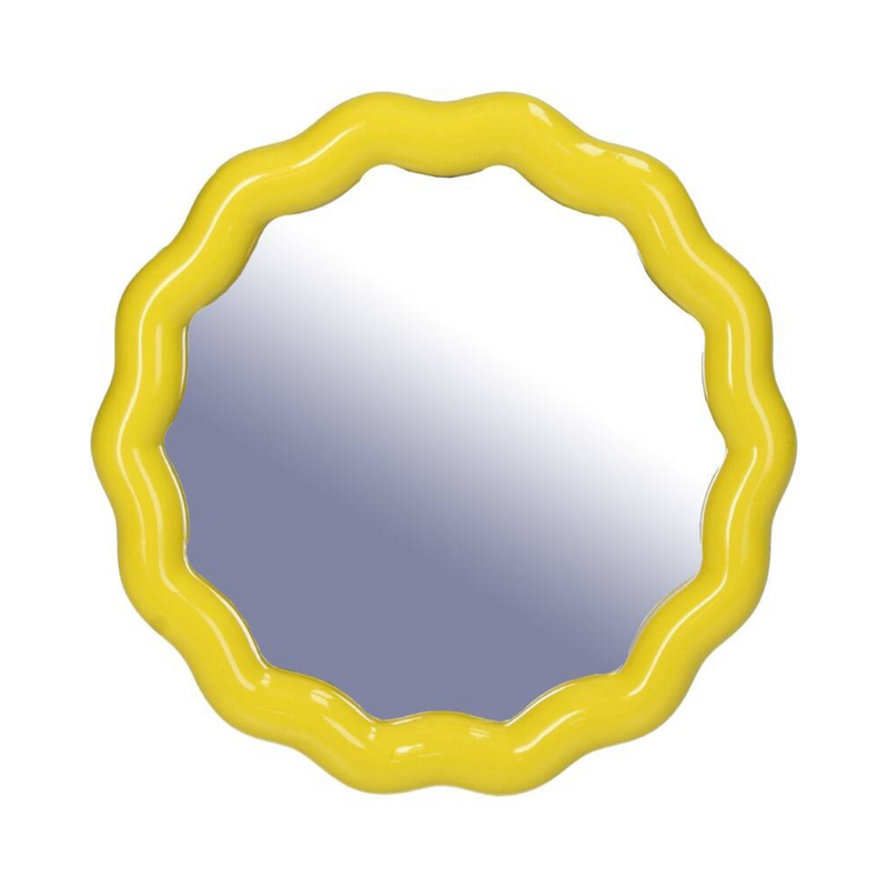 Miroir jaune rond aux bords ondulés inside déco 