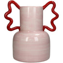 Vase rose avec grandes anses rouges Inside déco 
