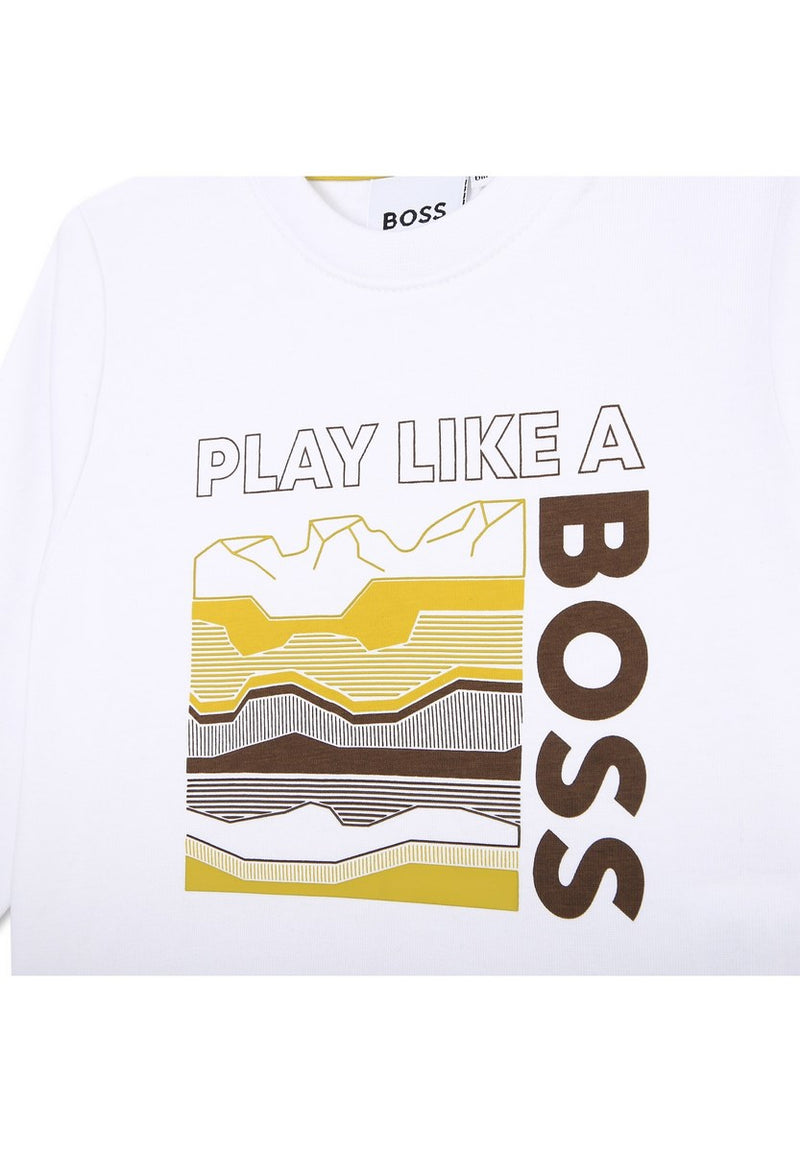 T-Shirt Manches Longues - Blanc - Bebe Garcon - Boss