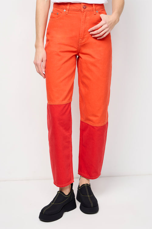 Stary Bi-Color Overdyed Pants - Flame Scarlet