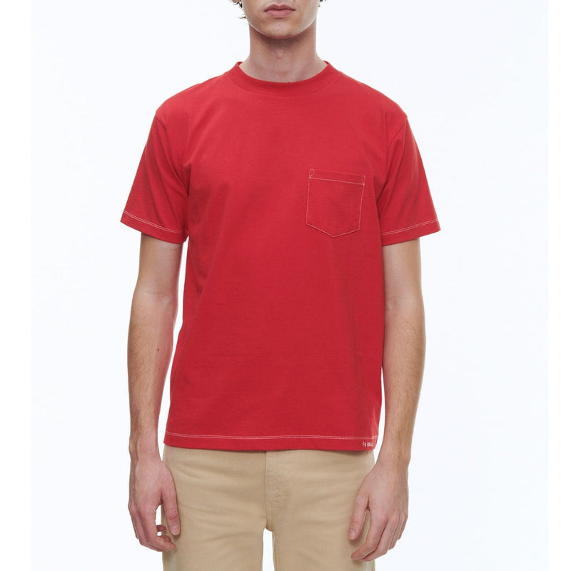 T-Shirt En Jersey De Coton Biologique Brodé - Rouge - Broderie Fursac