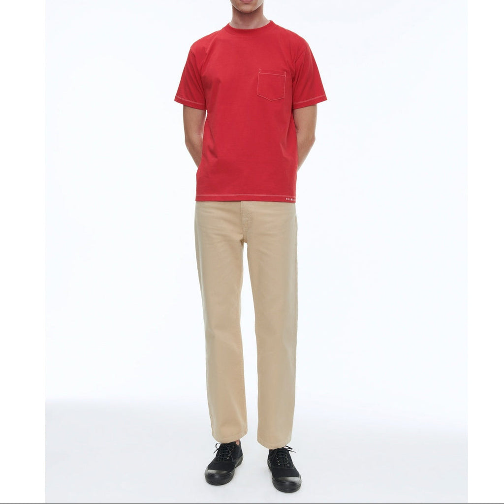 Camiseta De Jersey De Algodón Orgánico Bordada - Rojo - Bordado Fursac