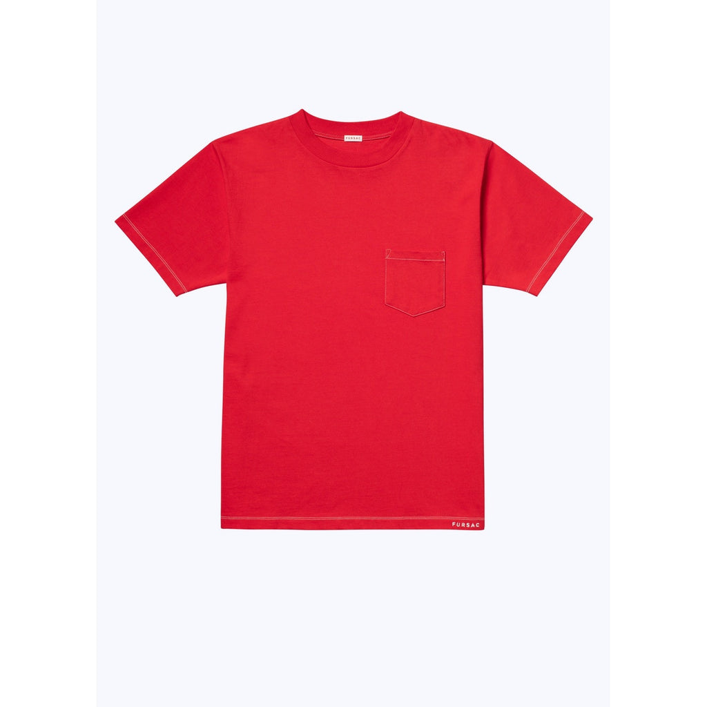 Camiseta De Jersey De Algodón Orgánico Bordada - Rojo - Bordado Fursac