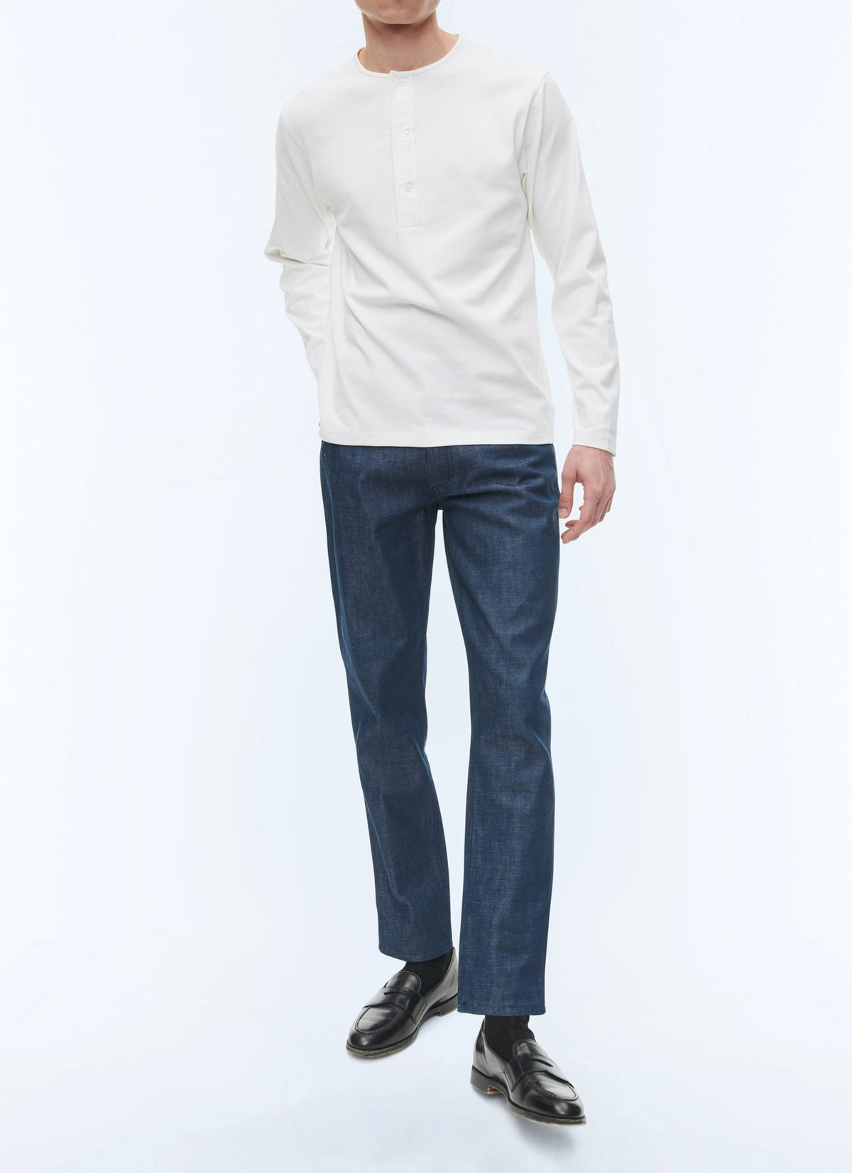 Tee-Shirt Henley - Blanc