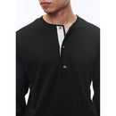 Camiseta Henley Ml - Negro