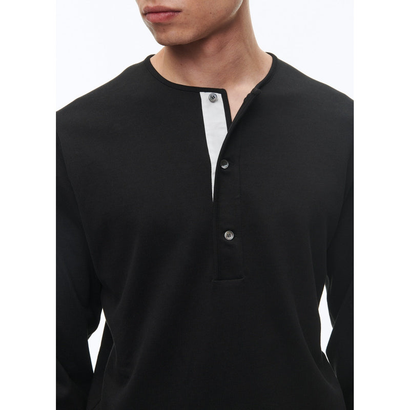Camiseta Henley Ml - Negro