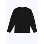 Henley-T-Shirt Langarm - Schwarz