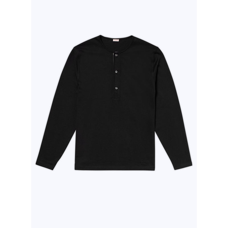 Camiseta Henley Ml - Negro