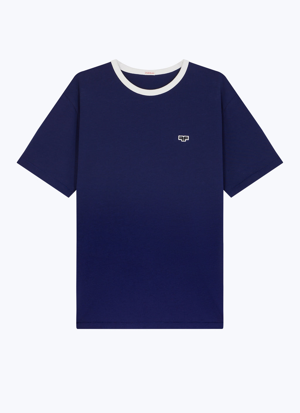 Tee-Shirt Col Contrasté Patch Logo - Marine