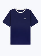 Tee-Shirt Col Contrasté Patch Logo - Marine