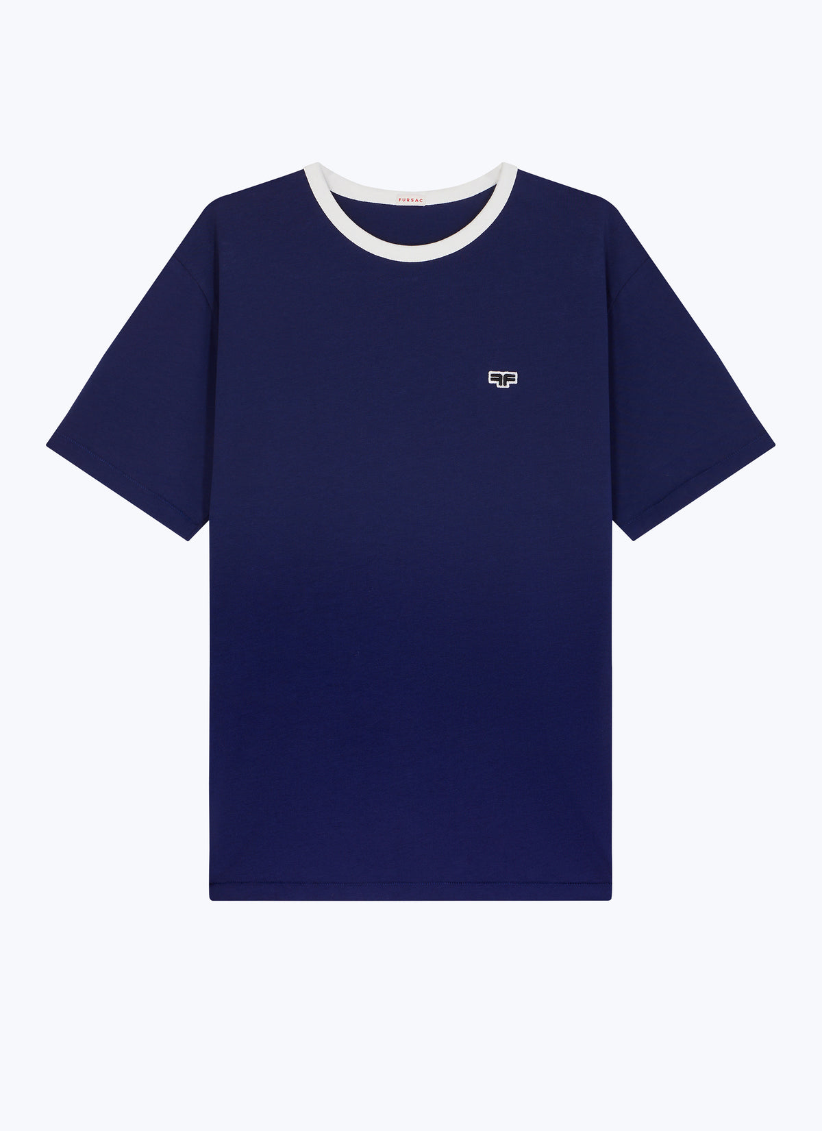 Tee-Shirt Col Contrasté Patch Logo - Marine