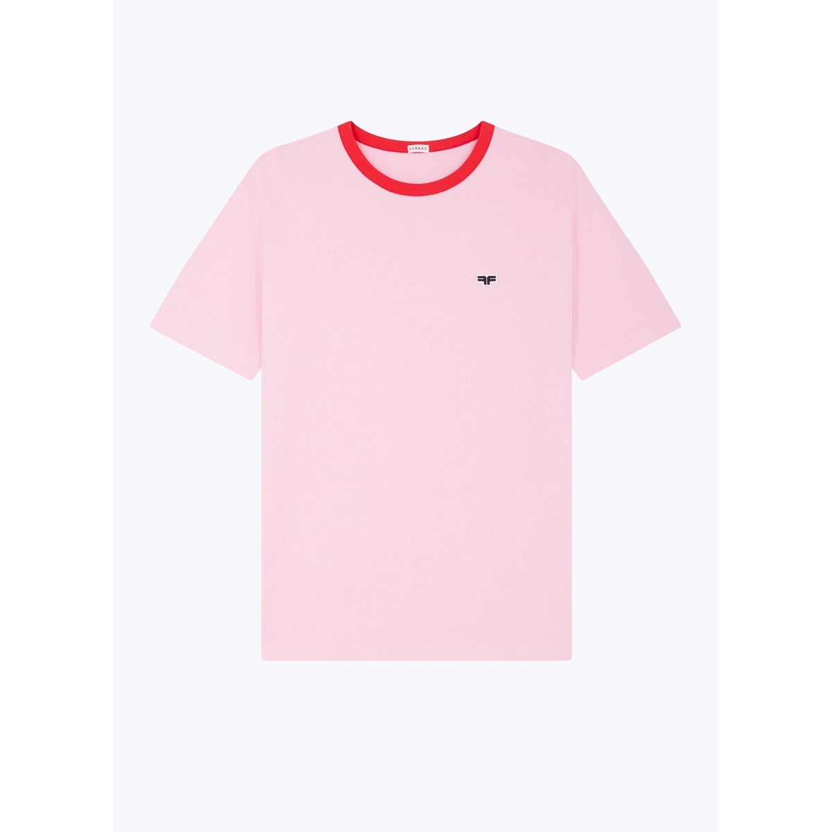 T-Shirt Rose Col Rouge Patch Logo - Saumon