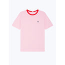 T-Shirt Rose Col Rouge Patch Logo - Saumon