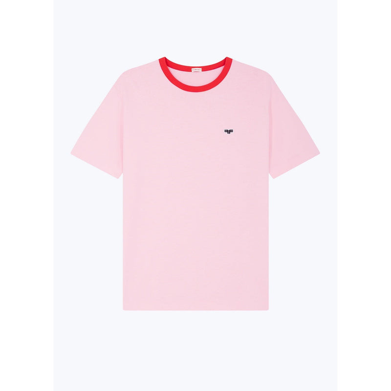 T-Shirt Rose Col Rouge Patch Logo - Saumon