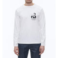 Camiseta de punto de algodón orgánico - Blanco - Dibujo elegante estampado en el pecho