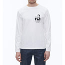 Camiseta de punto de algodón orgánico - Blanco - Dibujo elegante estampado en el pecho