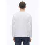 Camiseta de punto de algodón orgánico - Blanco - Dibujo elegante estampado en el pecho