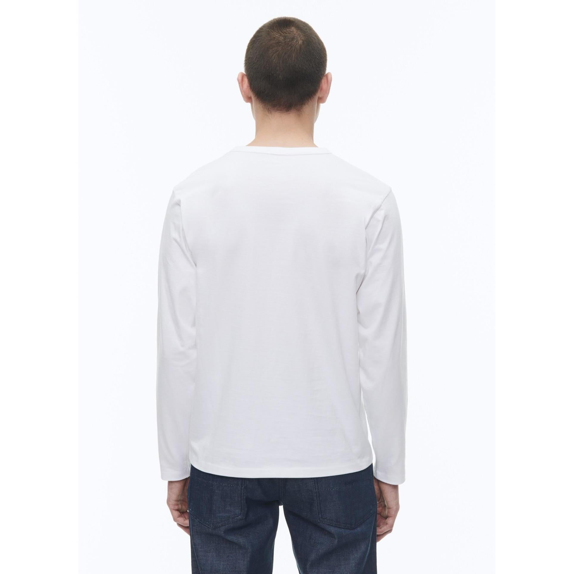 Camiseta de punto de algodón orgánico - Blanco - Dibujo elegante estampado en el pecho