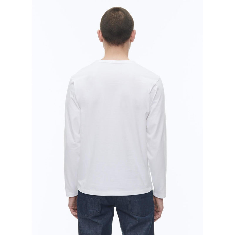 Camiseta de punto de algodón orgánico - Blanco - Dibujo elegante estampado en el pecho
