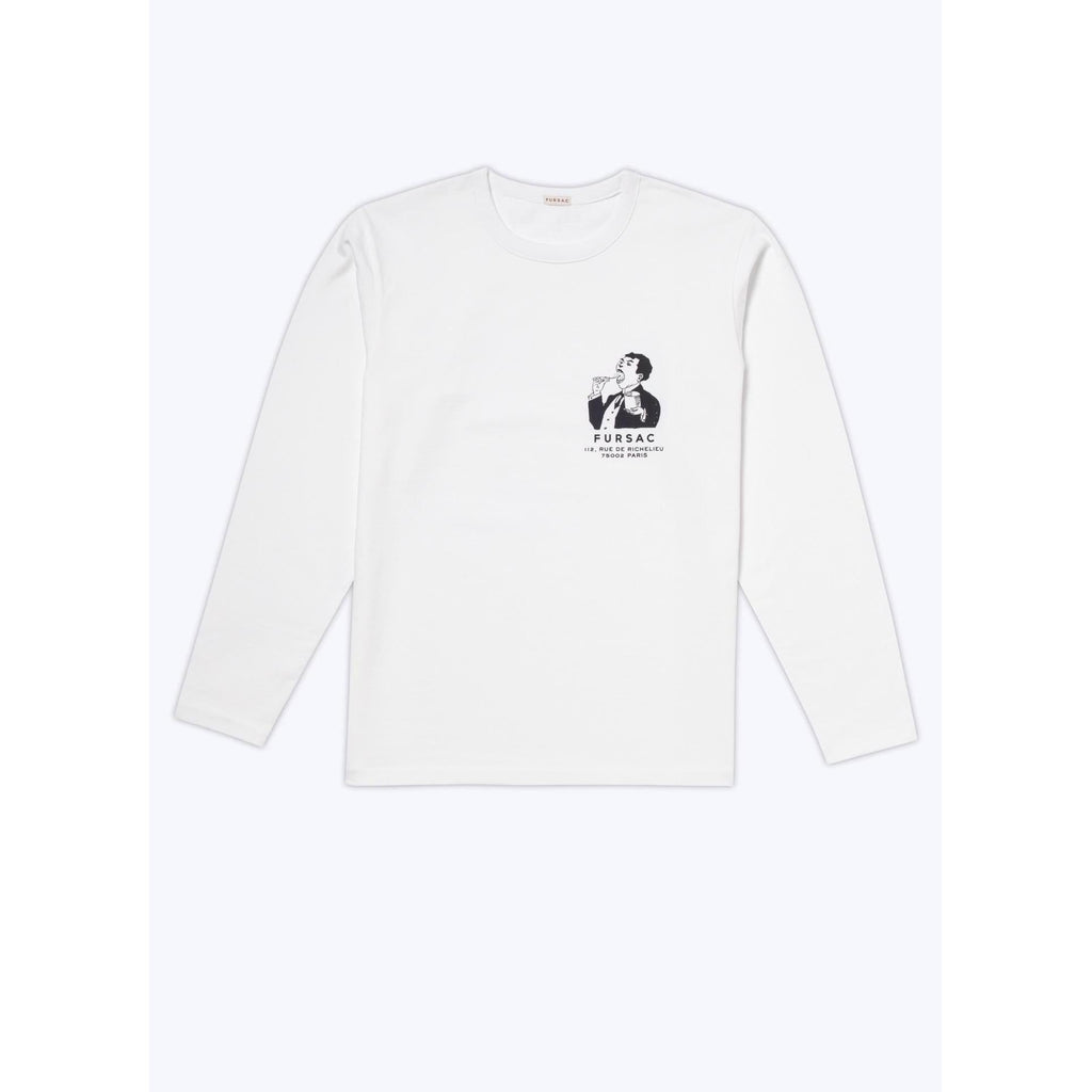 Camiseta de punto de algodón orgánico - Blanco - Dibujo elegante estampado en el pecho