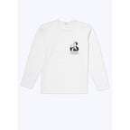 Camiseta de punto de algodón orgánico - Blanco - Dibujo elegante estampado en el pecho