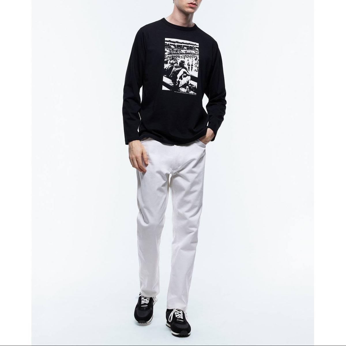 Printed Organic Cotton T-Shirt - Black - Jean Gaumy Photo Print