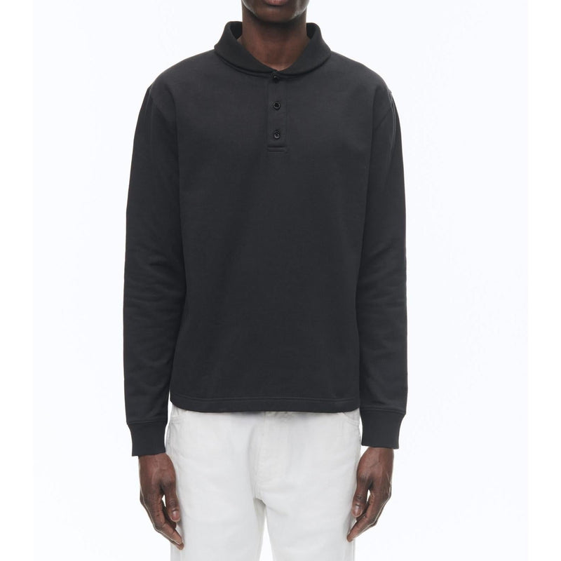 Shawl Collar Cotton Jersey Sweatshirt - Black