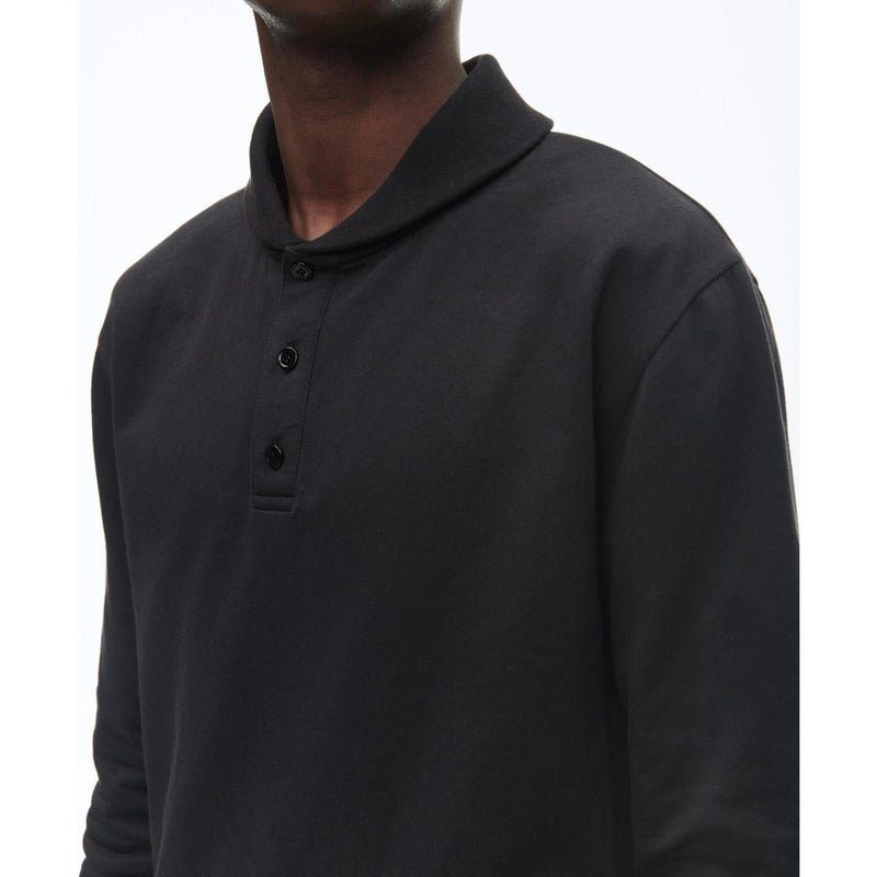 Shawl Collar Cotton Jersey Sweatshirt - Black