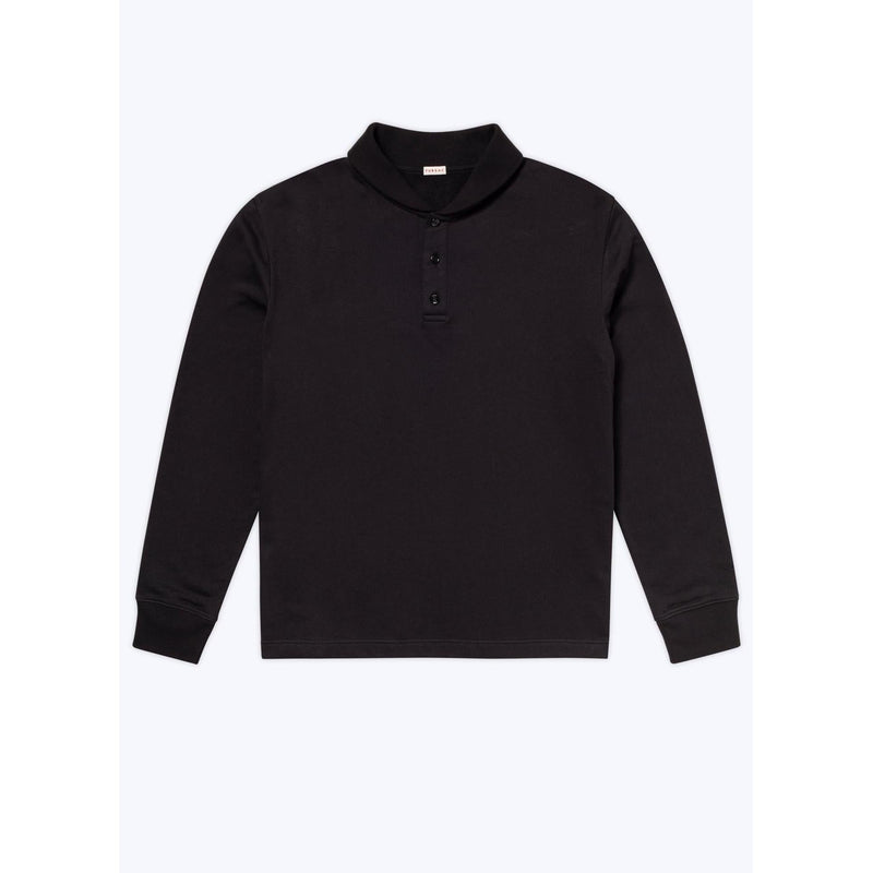 Shawl Collar Cotton Jersey Sweatshirt - Black