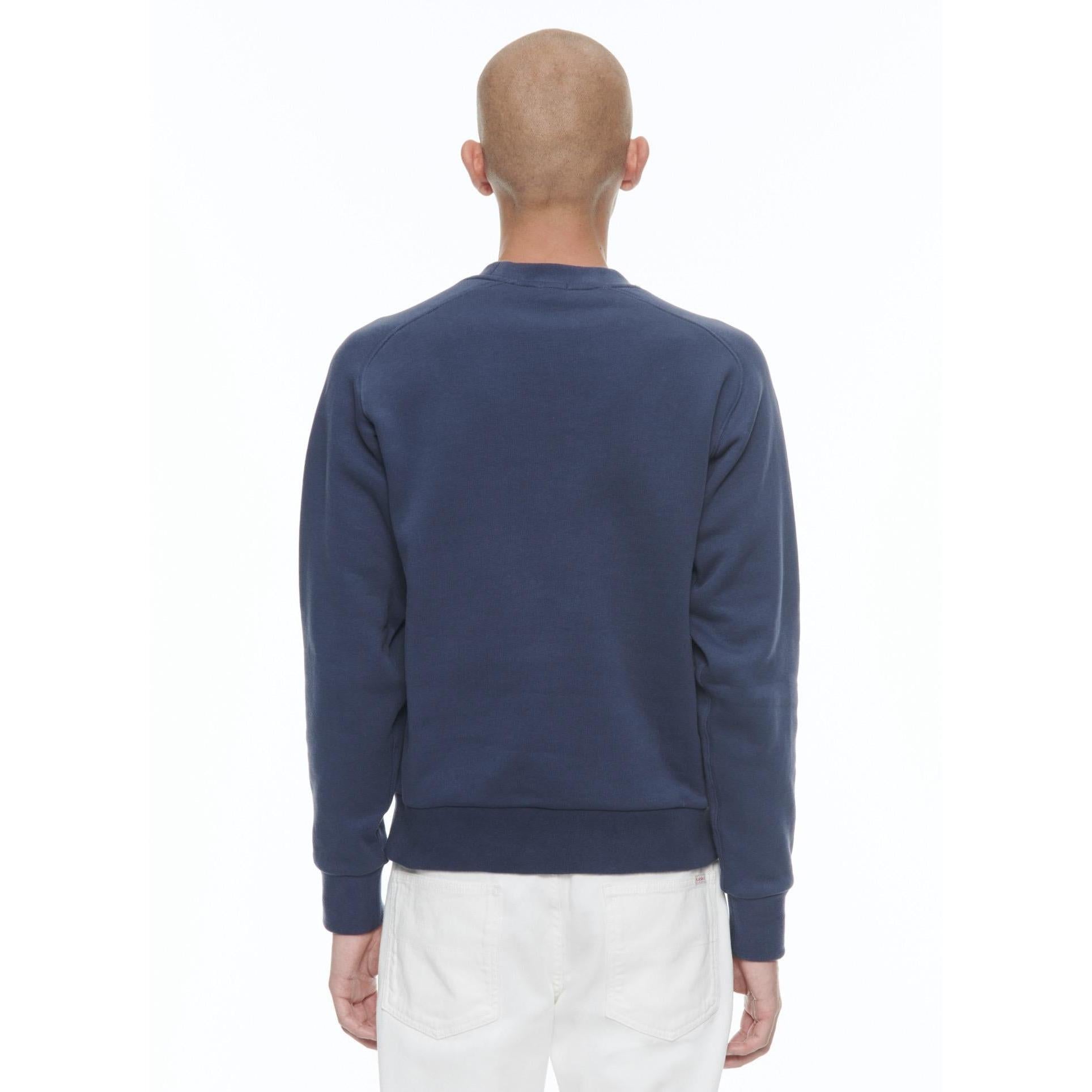 Crew-Neck Cotton Jersey Sweatshirt - Navy Blue