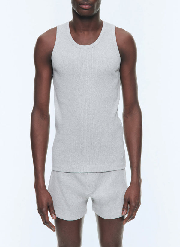 Geribde tanktop - Lichtgrijs gemêleerd