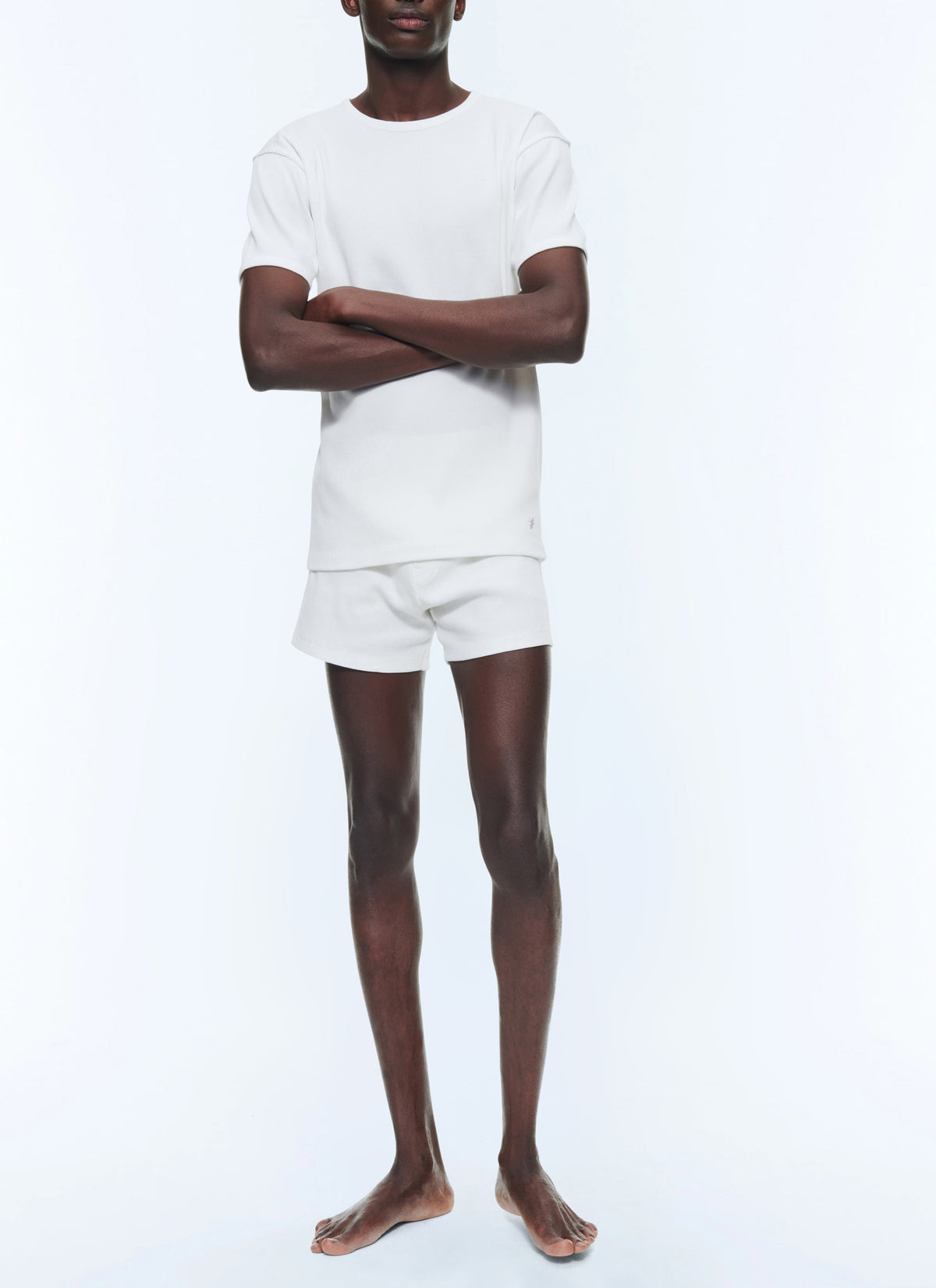 Ribstrikket Ringer T-shirt - Råhvid