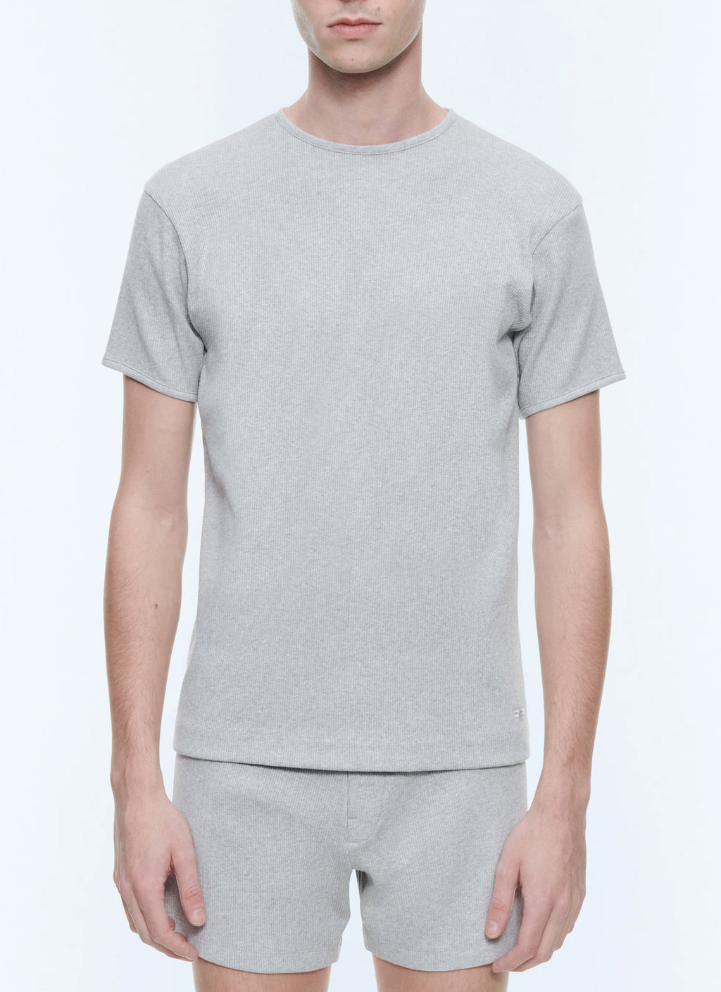 T-shirt Ringer A Costine - Grigio Melange Chiaro