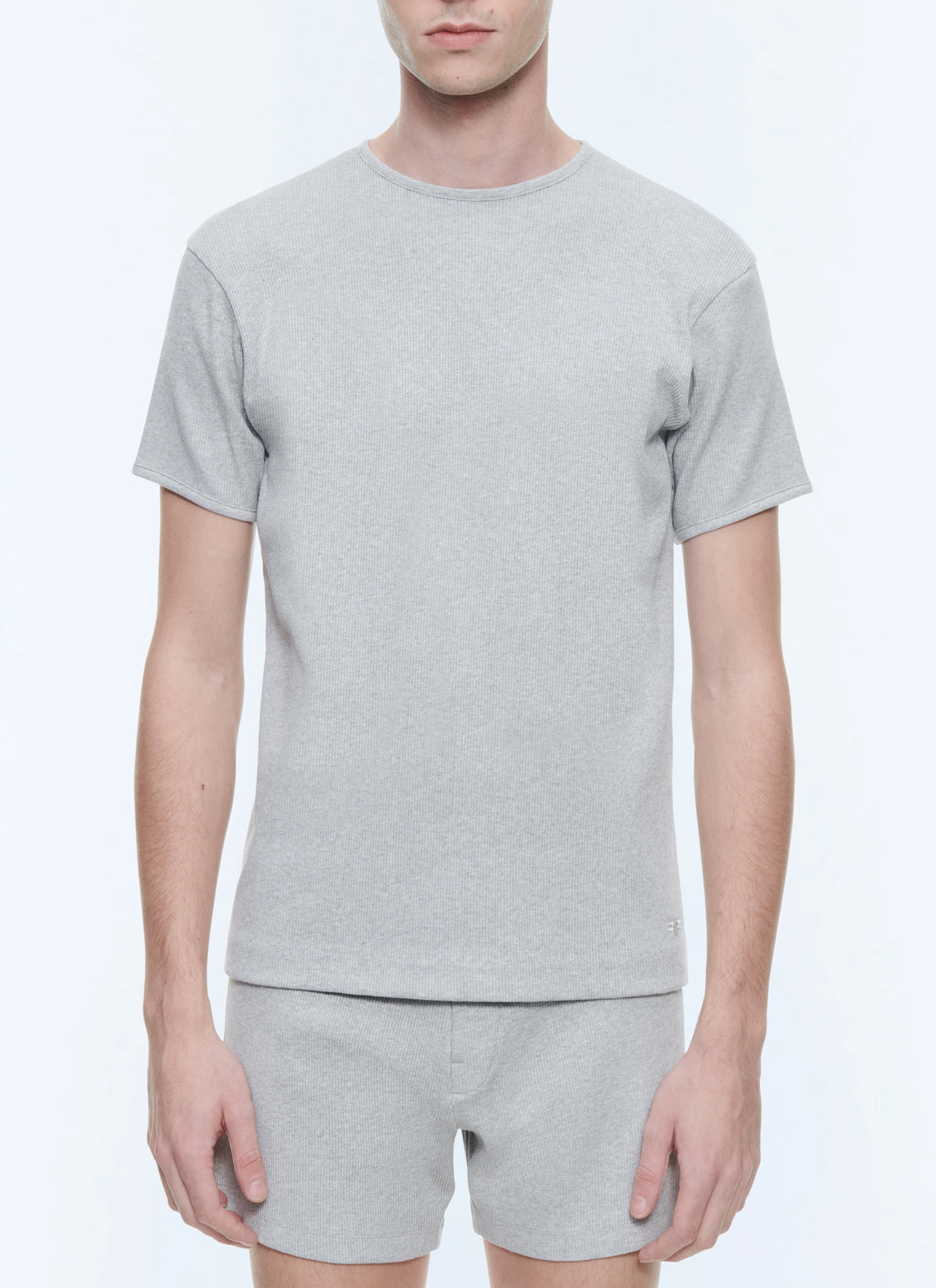 T-shirt Ringer A Costine - Grigio Melange Chiaro
