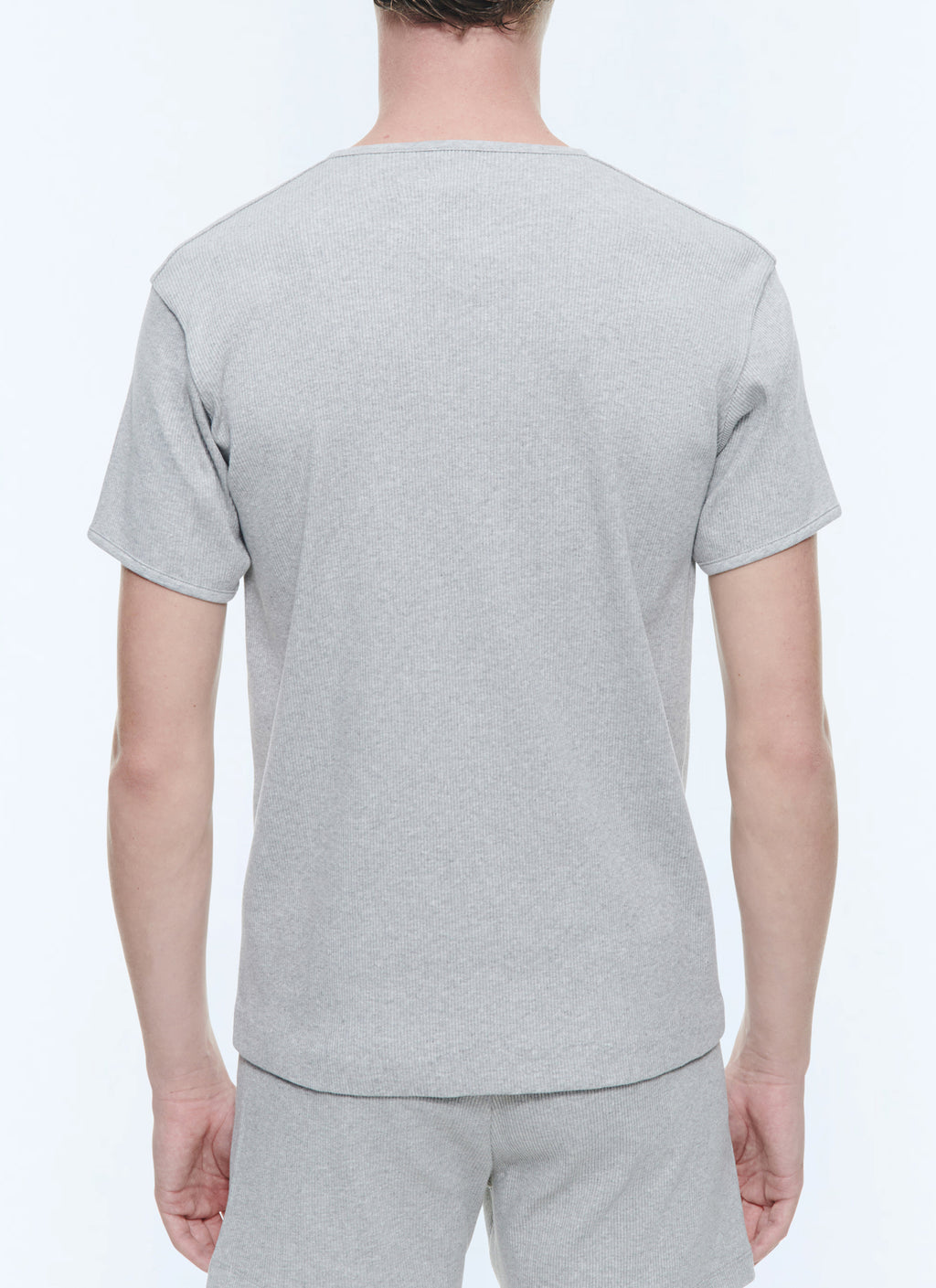 T-shirt Ringer A Costine - Grigio Melange Chiaro