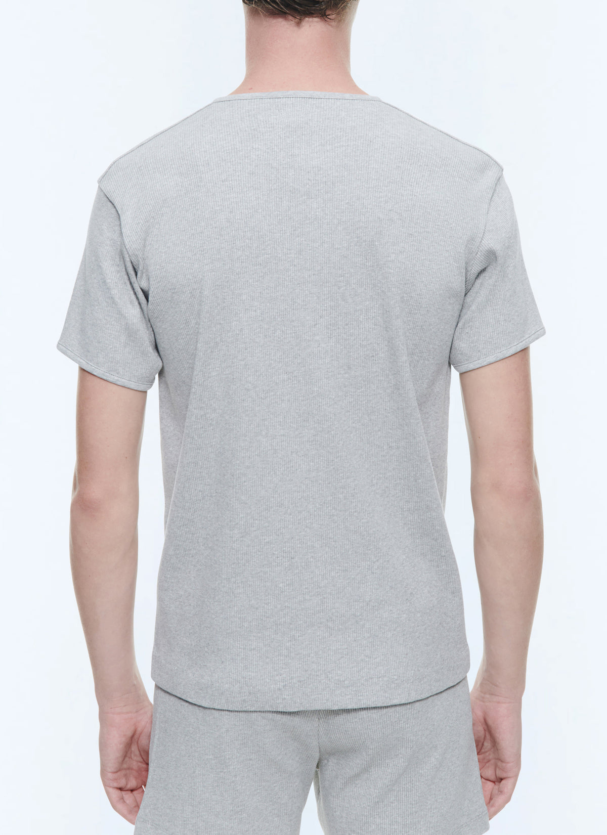 T-shirt Ringer A Costine - Grigio Melange Chiaro