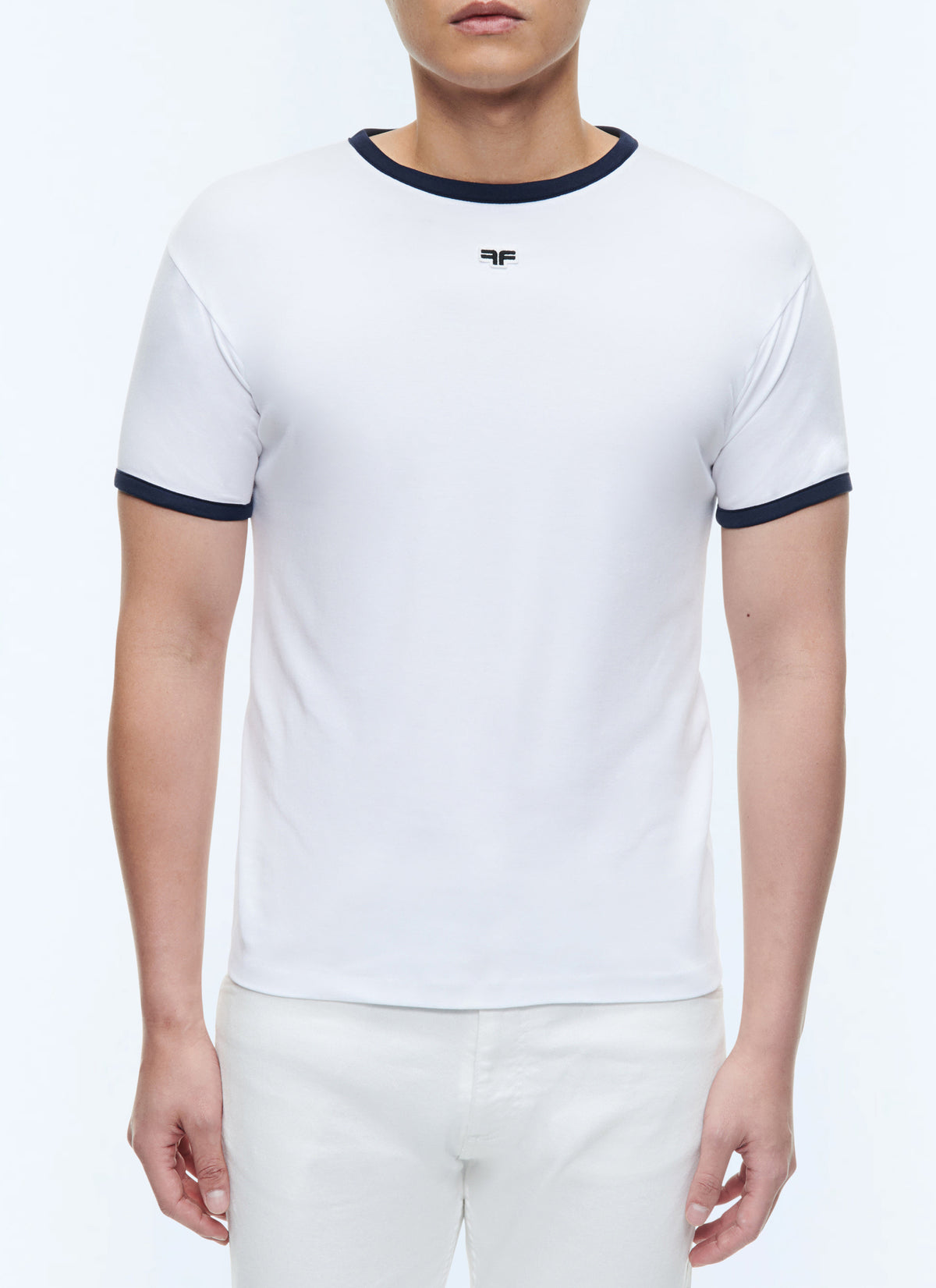 Tee-Shirt Ringer Biais Contrasté Logo - Blanc