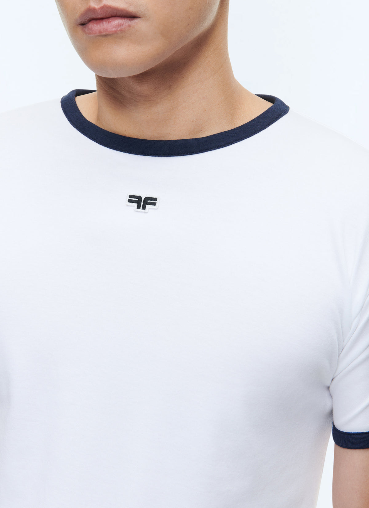 Tee-Shirt Ringer Biais Contrasté Logo - Blanc
