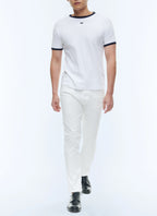 Tee-Shirt Ringer Biais Contrasté Logo - Blanc