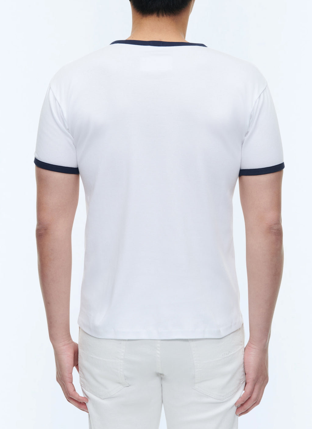 Tee-Shirt Ringer Biais Contrasté Logo - Blanc