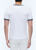 Tee-Shirt Ringer Biais Contrasté Logo - Blanc