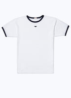 Tee-Shirt Ringer Biais Contrasté Logo - Blanc